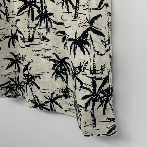 Sz xl 18/20 husky Men's Tropical Palm Print Shirt - Black and Cream vacation top - Picture 10 of 13